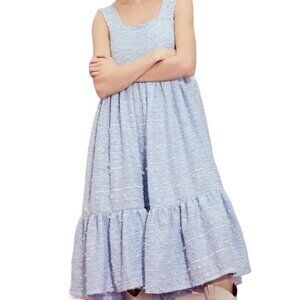 Dream Sister Jane Womens Periwinkle Tweed Ruffle Hem Midi Dress Size XS NEW